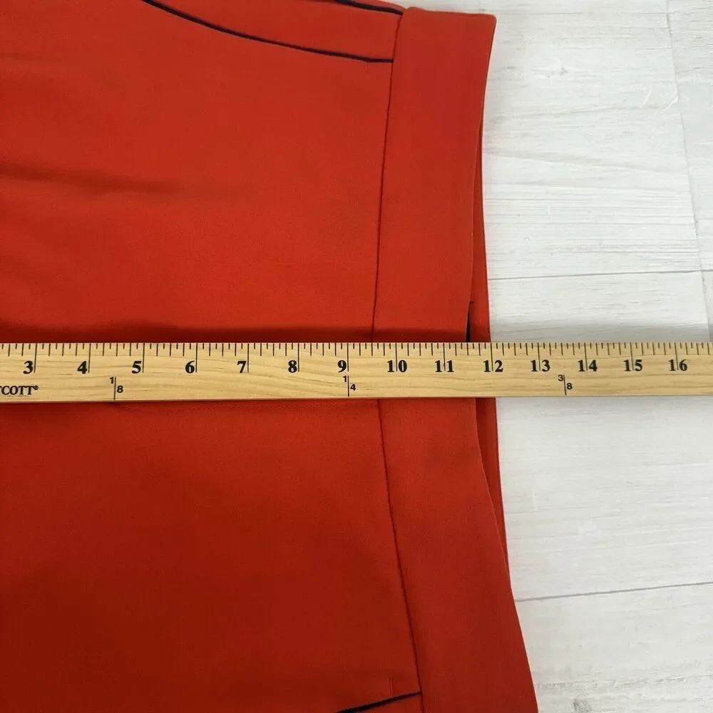 Banana Republic Wide Leg Trouser Pants Women 6 Orange High Rise Split Hem Office